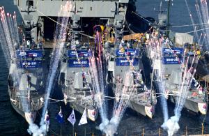 HJ Heavy Industries Successfully Launches Four New PKMR Patrol Boats for Korean Navy