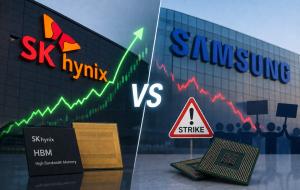 Korean Chip Stocks Diverge as SK Hynix Rallies and Samsung Faces Labor Risk
