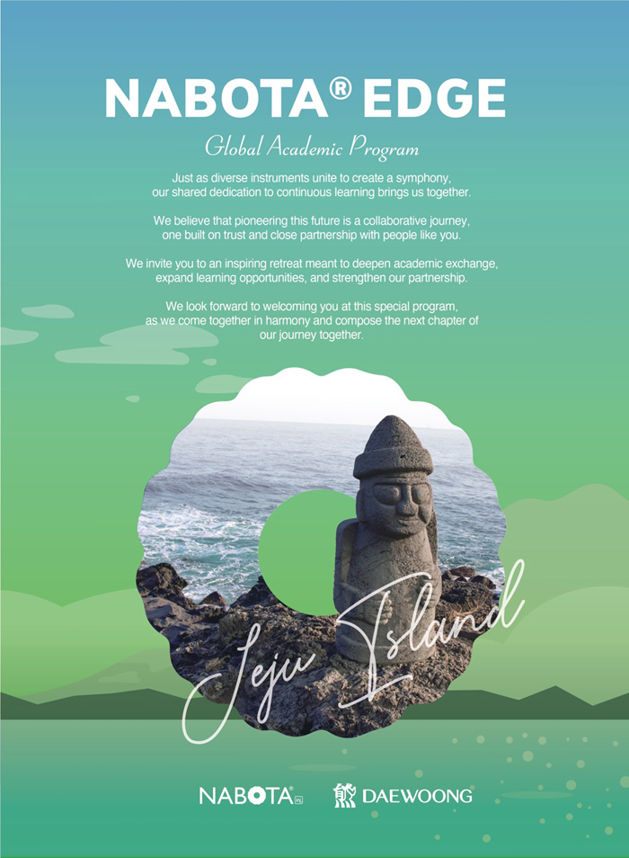 Official poster for Daewoong Pharmaceutical’s “NABOTA®EDGE: Global Academic Program,” held in Jeju from Sept. 3 to 5. The program brings together 40 key personnel from NABOTA partner companies across 22 countries to strengthen academic expertise and global collaboration. / Courtesy of Daewoong Pharmaceutical